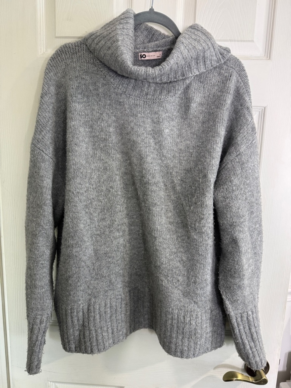 SO Light Gray Turtleneck Pullover Sweater